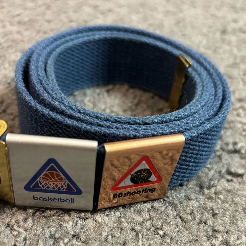 Cub Scouts Brass Belt Buckle Blue Award Basketball BB Shooting 40”